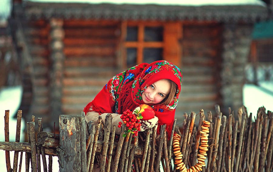 Sexy girl Women in Slavic costumes in Kunming